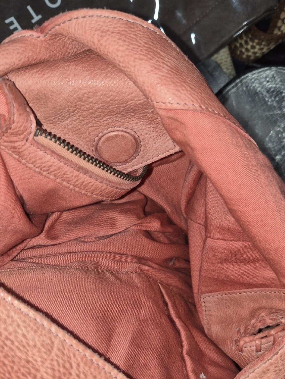 Soft Pink Leather Hobo Tote - Picture 2 of 3